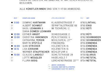 14.5.2022: Offene Ateliers Glarner Kunstschaffende 2022