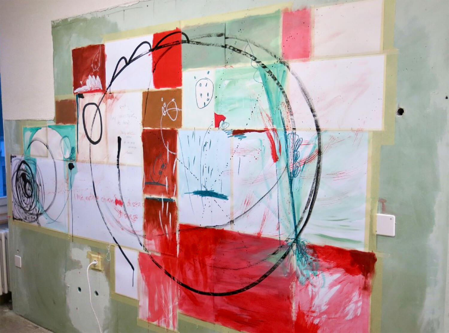 Alejandra Jean-Mairet: Views from the work in progress. Wall composition "Ich will es nicht zerstören", January 2020 Alejandra Jean-Mairet: Views from the work in progress. Wall composition "Ich will es nicht zerstören", January 2020