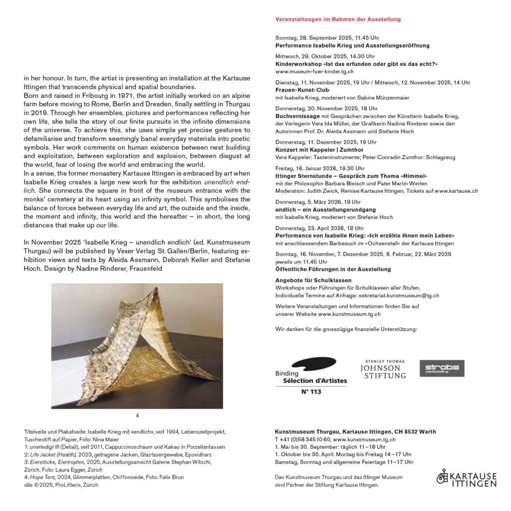 unendlich endlich - Isabelle Krieg Ausstellung Kartause Ittingen